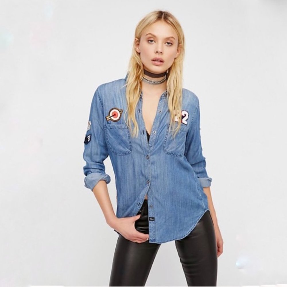 RAILS Carter Patchwork Chambray Top {ZZ7)